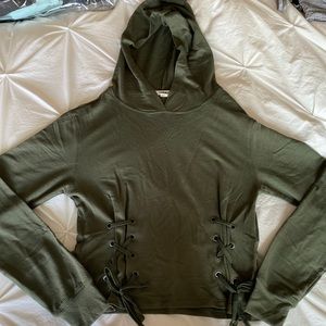 Olive green cropped hoodie